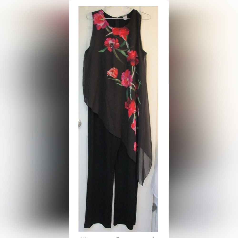 Venus Women's Floral Chiffon Overlay Jumpsuit – Size 20 Plus-Size Style